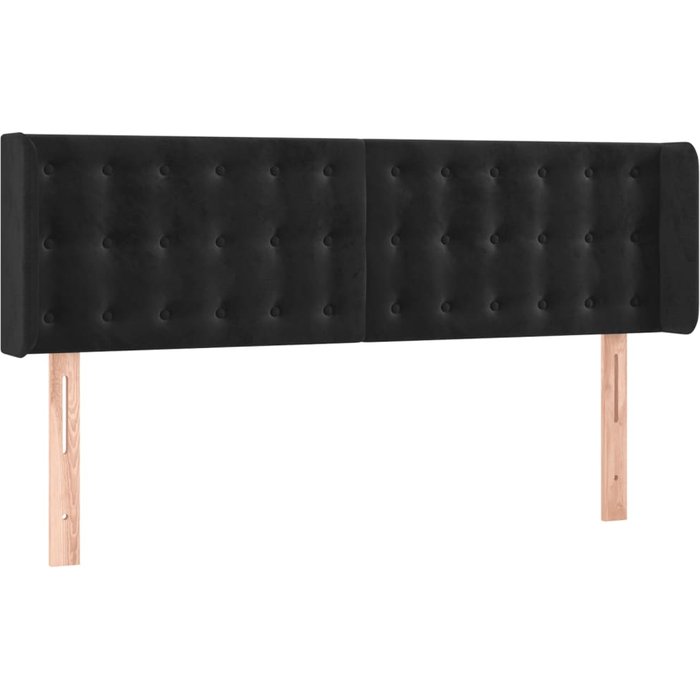 Cabecero cama - mueble cabecero de terciopelo negro 147x16x78/88 cm