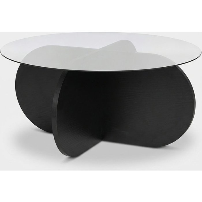 Mesa de centro redonda de vidrio templado ahumado aeris