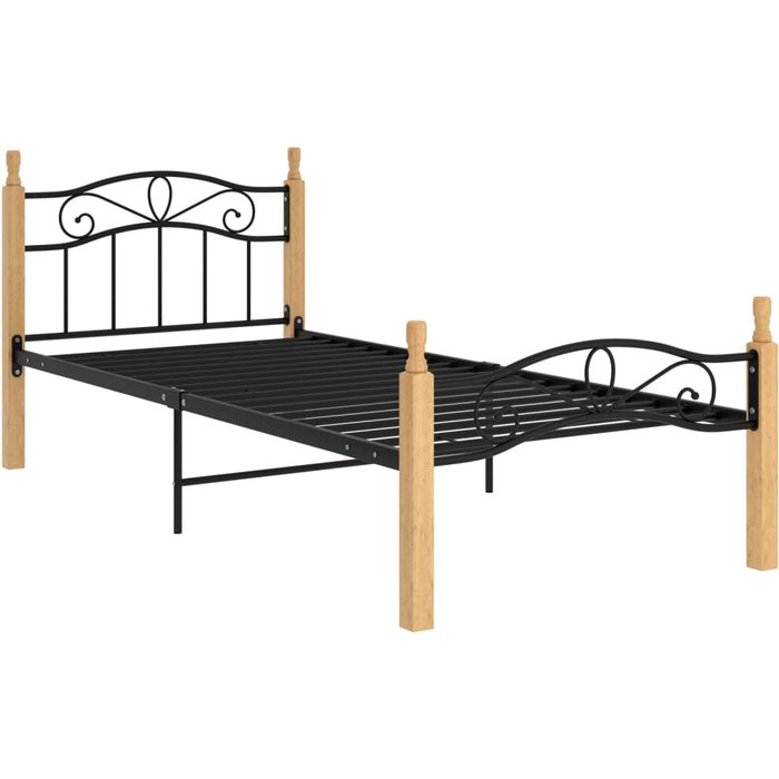 Estructura cama sin colchón metal madera roble negro 90x200 cm — comfortxl