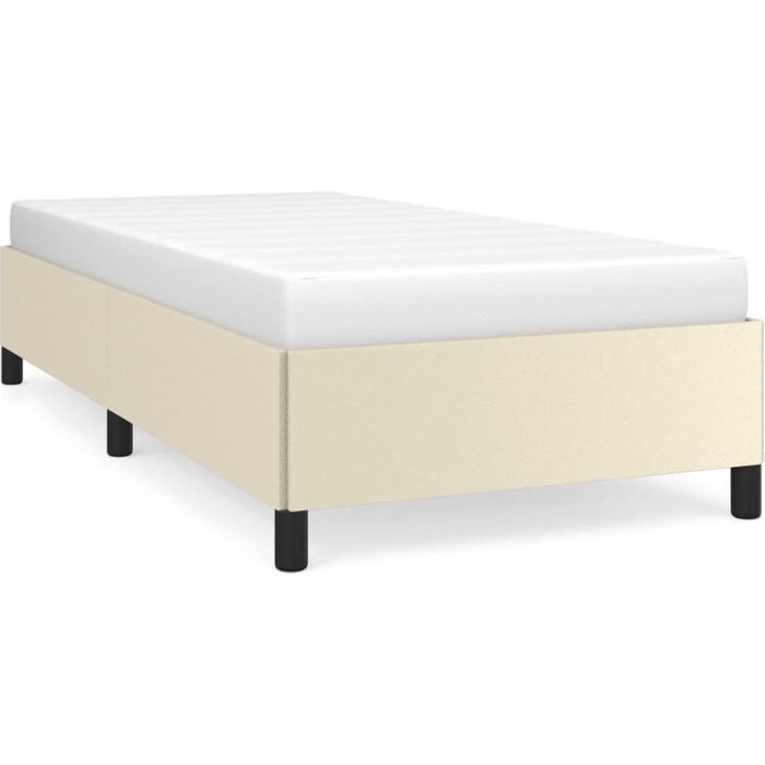 Estructura de cama sin colchón cuero sintético crema 80x200 cm — comfortxl