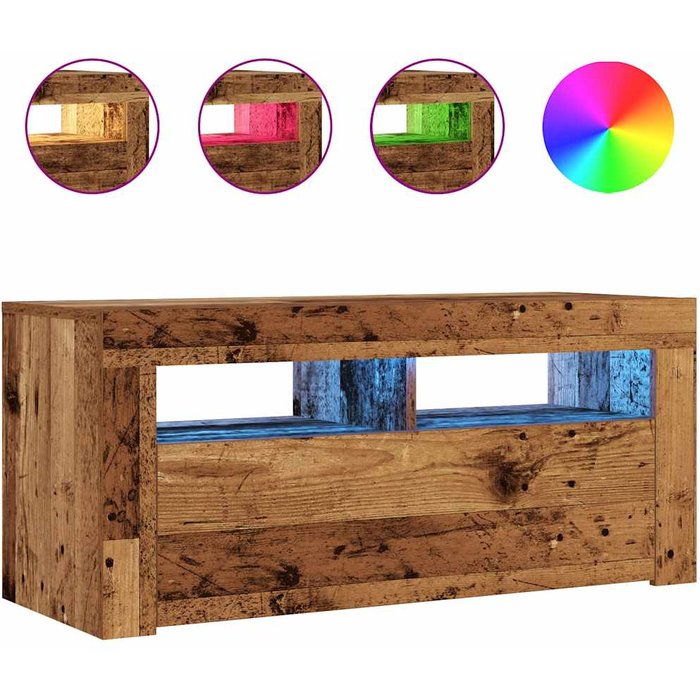 Mueble tv led en madera de ingeniería envejecida 90x35x40 cm - comfortxl
