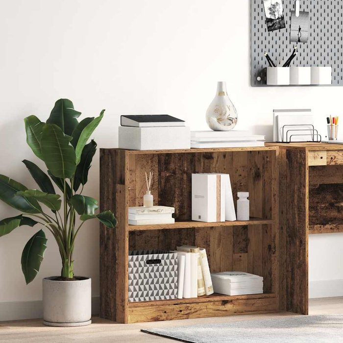 Librería de madera reciclada, 80x24x76 cm, madera de ingeniería. - pangivo