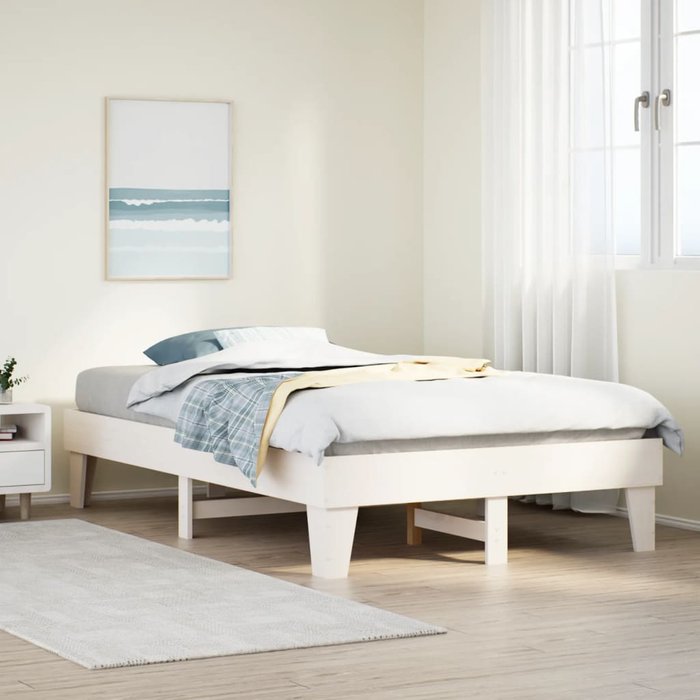 Estructura de cama sin colchón madera de pino blanca 120x200 cm vidaxl