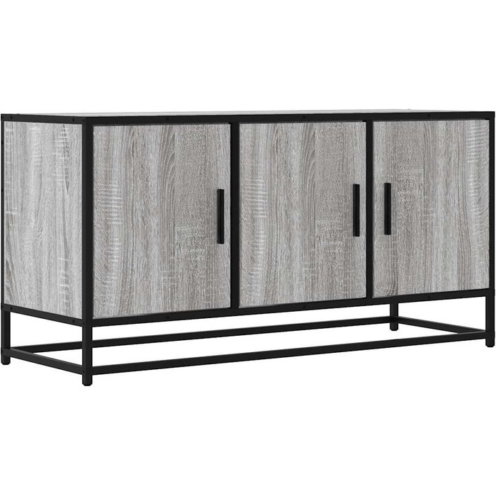 Mueble tv sonoma gris de madera compuesta y metal 100x35x50 cm - comfortxl