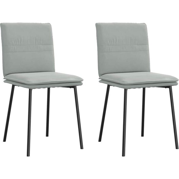 Pack 2 uds sillas de comedor | silla de cocina terciopelo gris claro cfw13519