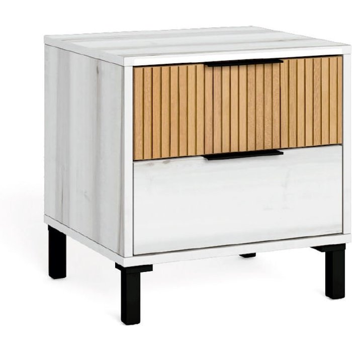Mesita de noche arles 2 cajones albo/rayado 46,7x45x40 cm