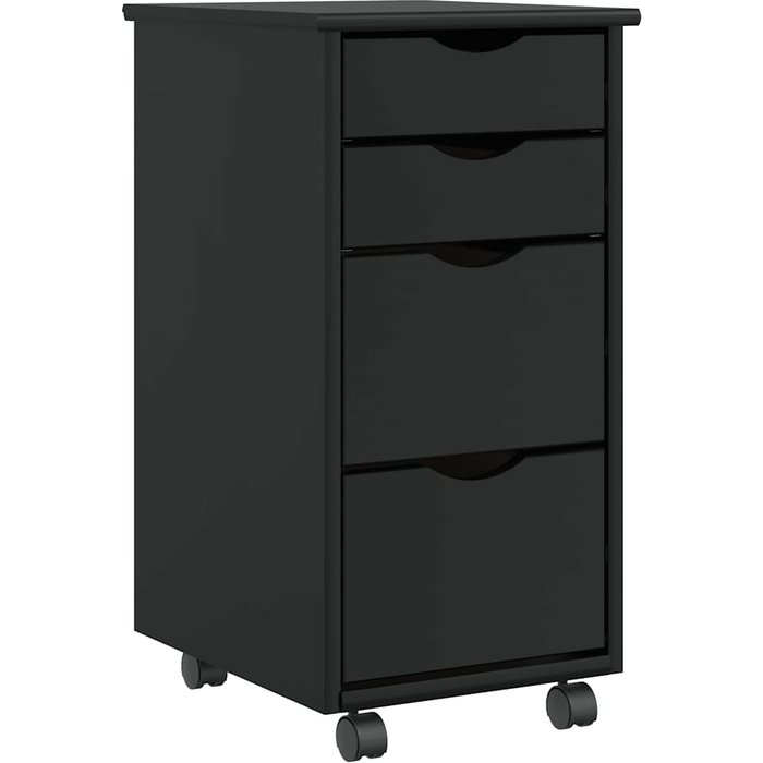 Vidaxl cajonera con ruedas moss madera maciza de pino negro