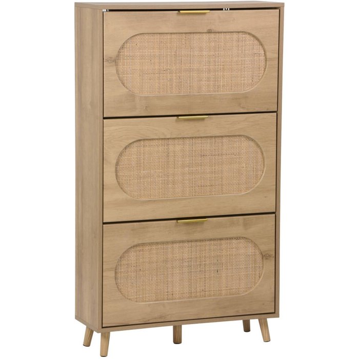 Mueble para zapatos con 3 cajones natural - 75x26x131 cm