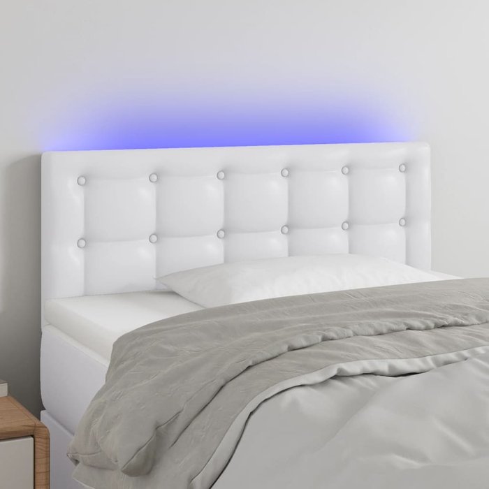 Maison exclusive - cabecero con led cuero sintético blanco 90x5x78/88 cm