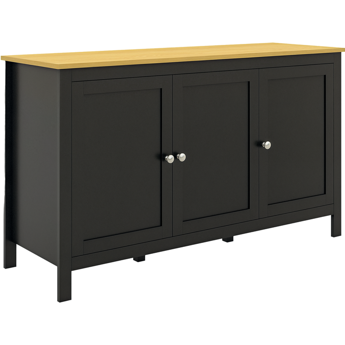 Aparador 3 puertas negro madera 120cm estantes ajustables comedor moderno