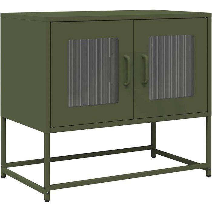 Mueble de tv acero laminado en frío verde oliva 68x39x60,5 cm - comfortxl