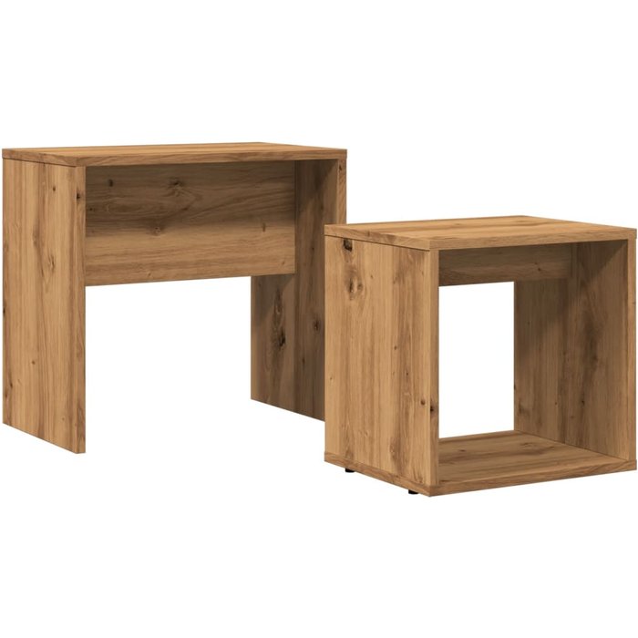 Mesas de centro apilables 2 uds madera ingeniería roble artisan - comfortxl