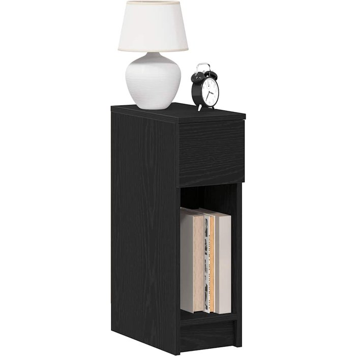 Mesita de noche con cajón, roble negro, 20x36x60 cm