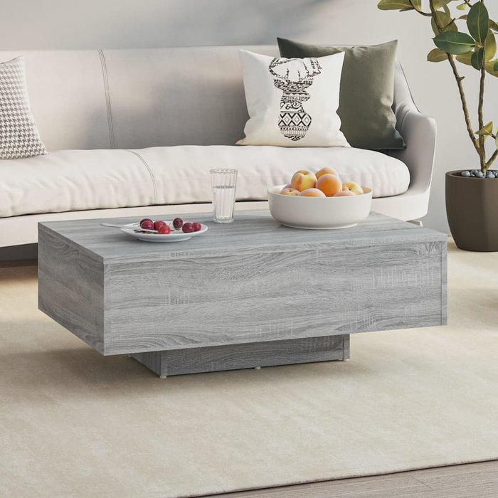 Mesa de centro sonoma, gris, 85x55x31 cm, madera de ingeniería.