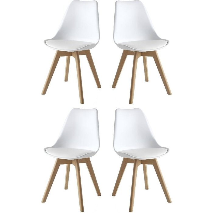 Pack 4 sillas nórdicas con asiento cojin blancas – lund