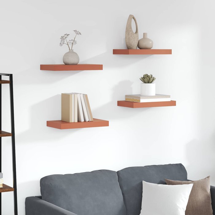 Estante de pared 4 piezas rojo 40 x 23,5 x 4 cm madera de ingeniería