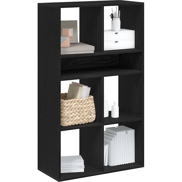 Librería negra, 66x31x112 cm, madera de ingeniería. - pangivo