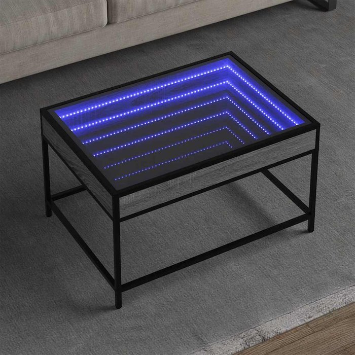 Mesa de centro con iluminación led infinita, gris sonoma, 70x50x41 cm