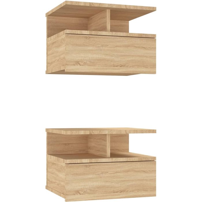 Mesitas de noche flotantes 2 piezas roble sonoma 40x31x27 cm