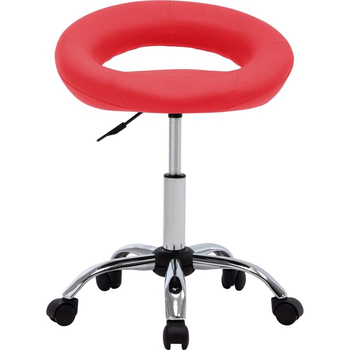 Silla de comedor giratoria de cuero sintética roja