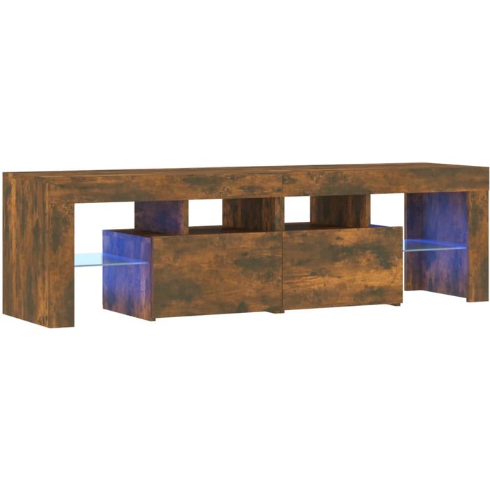 Mueble tv con luces led roble ahumado 140x36,5x40 cm