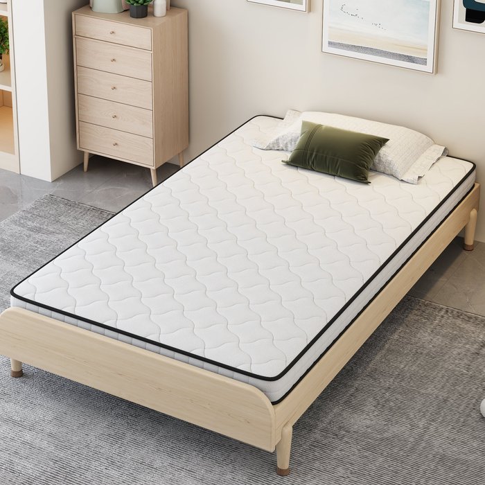 Colchón 90x190 cm, grosor 10 cm, ergonómico, espuma, blanco