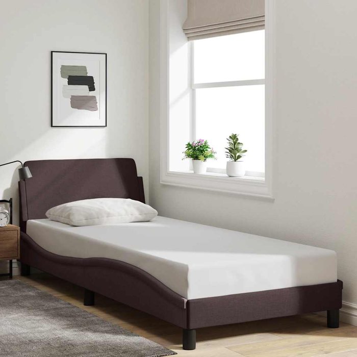 Estructura de cama dover tela marrón oscuro 80x200 cm vidaxl