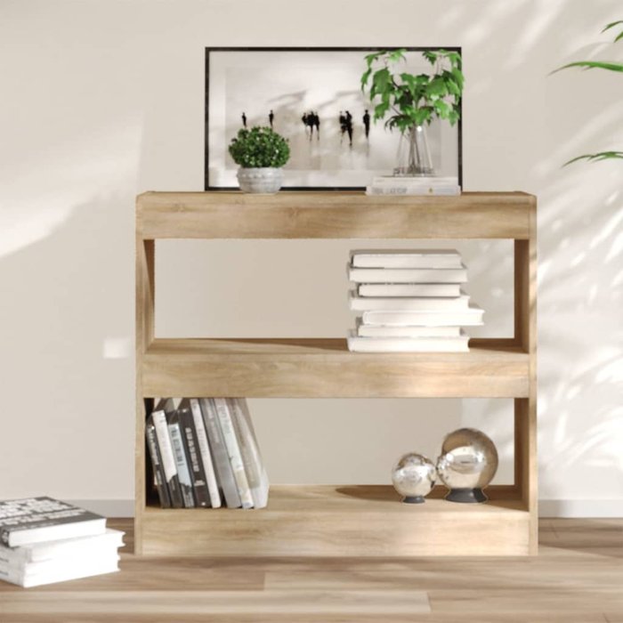 Librería/separador de ambientes de roble sonoma, 80x30x72 cm - pangivo