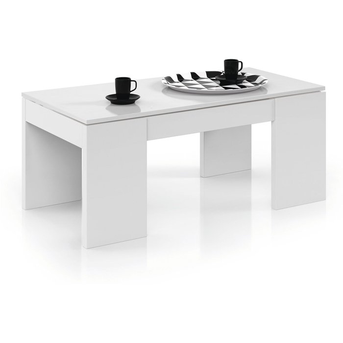 Mesa de centro elevable alfa blanco brillo