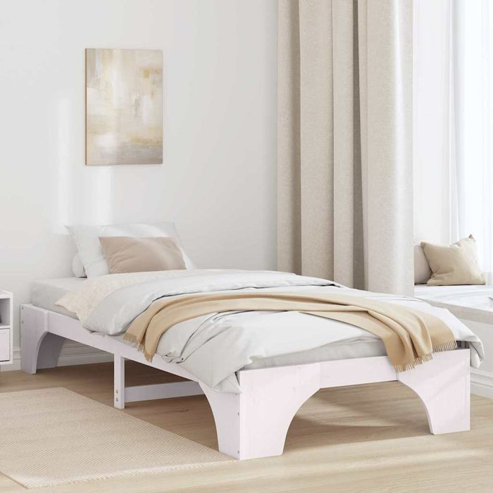 Estructura de cama blanco 80 x 200 cm madera maciza de pino
