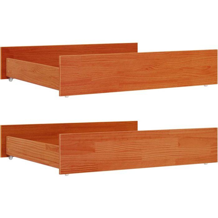Cajones de cama 2 uds madera maciza de pino marrón cera cfw23476