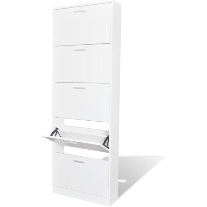 Mueble para zapatos de madera con 5 compartimentos blanco