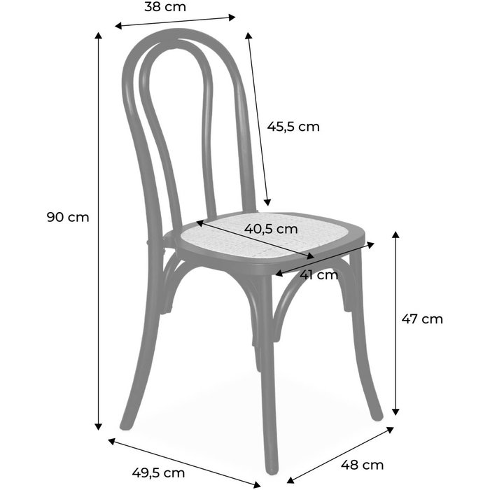 Silla vintage de madera y ratán, set de 2 blanco - 49.5x48x90 cm