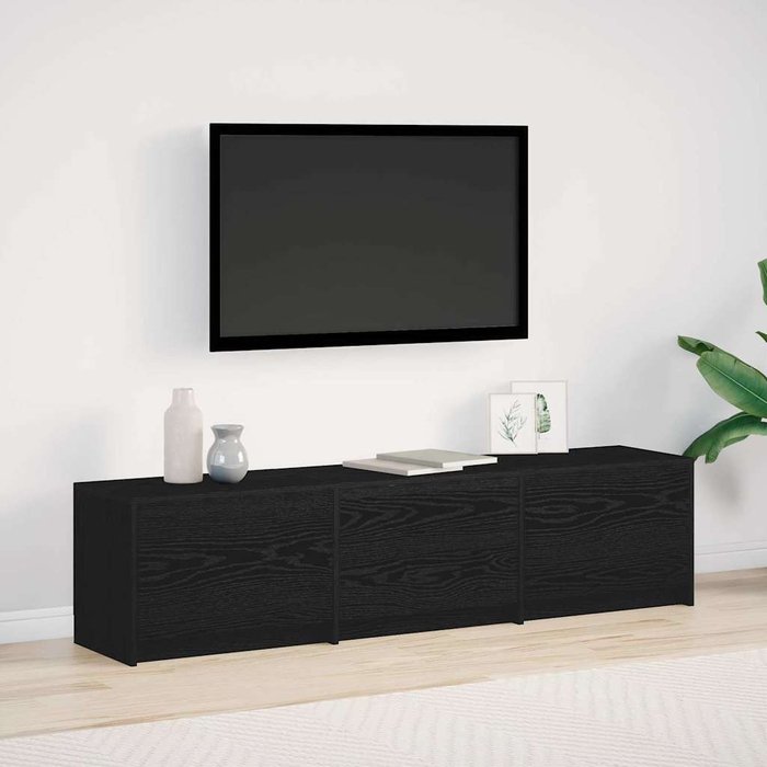 Mueble de tv con tiras led, roble negro, 165 x 34 x 40 cm