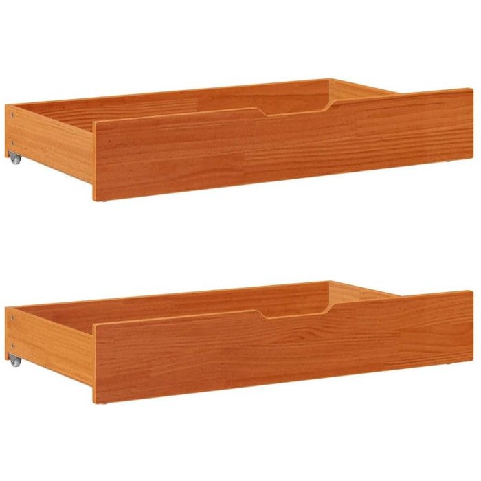 Vidaxl cajones debajo cama con ruedas 2 uds madera maciza pino marrón