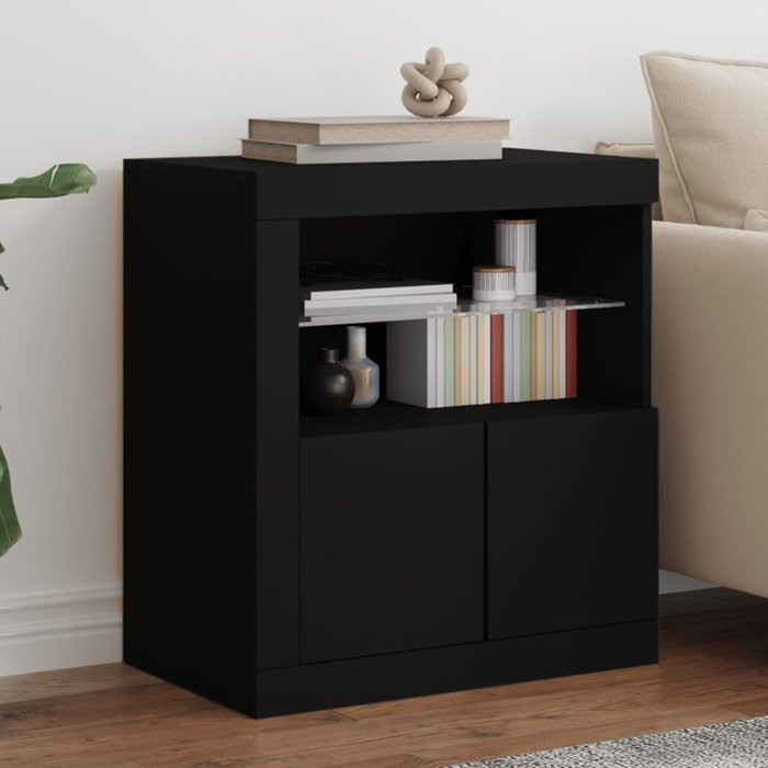 Vidaxl aparador con luces led negro 60,5x37x67 cm