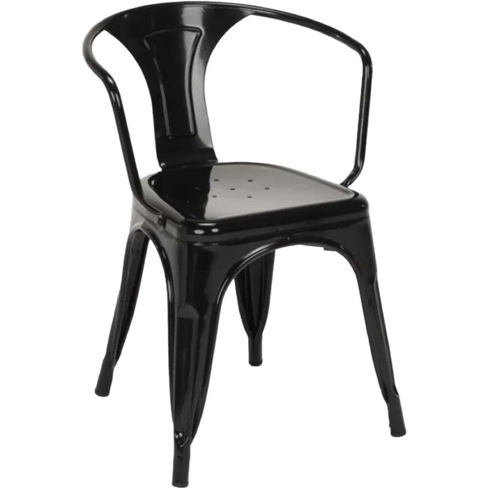 Silla industrial con reposabrazos de acero brillante kuista-color negro