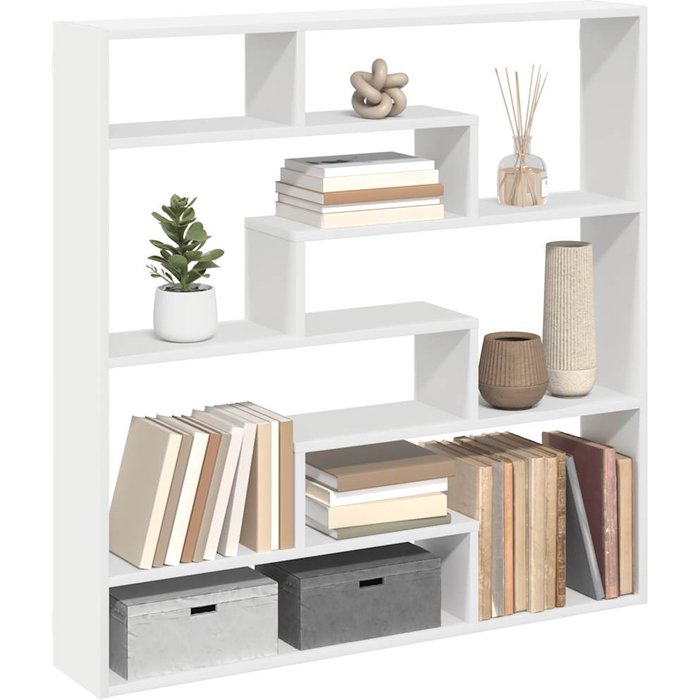 Estante cubo de pared 7 compartimentos madera contrachapada blanca