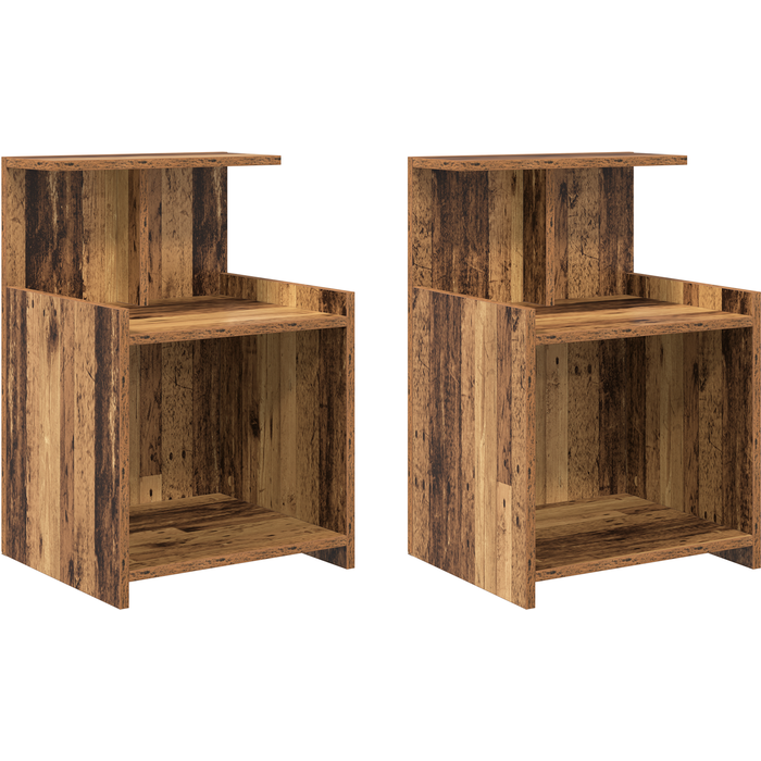 Rios de cama 2 uds madera envejecida 40x35x60 cm madera elaborada cfw93502