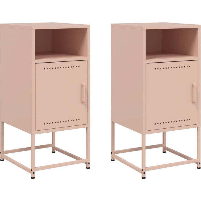 Pack 2 uds mesitas de noche,mesilla de noche acero rosa 36x39x78 cm cfw256429