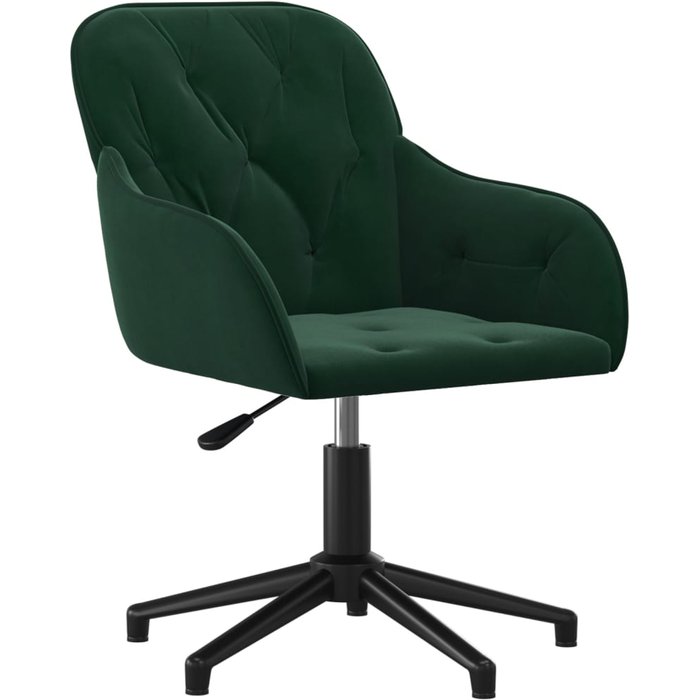 Silla de oficina giratoria de terciopelo verde oscuro — comfortxl