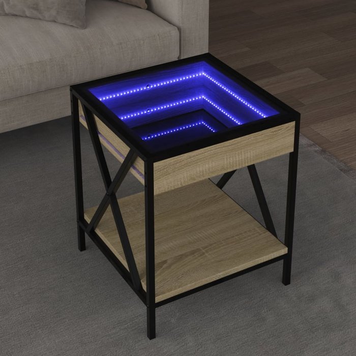 Mesa de centro con infinity led roble sonoma 40x40x49 cm