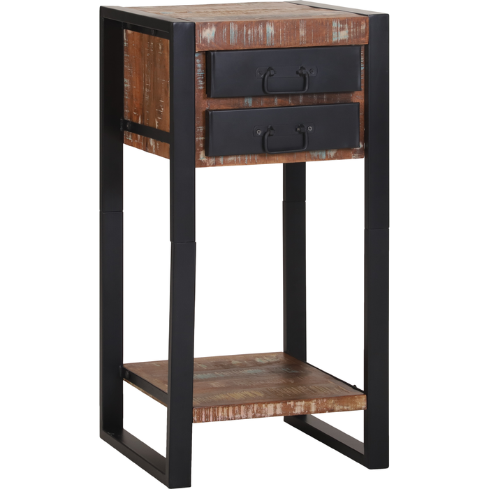 Mesa auxiliar con cajón multicolor madera sólida recuperada vidaxl