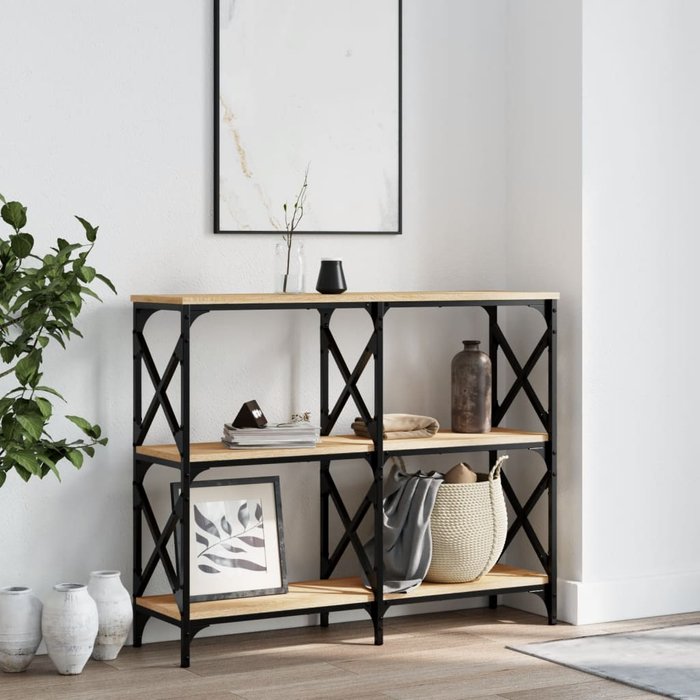 Mesa consola roble sonoma 100x28x80,5 cm madera contrachapada