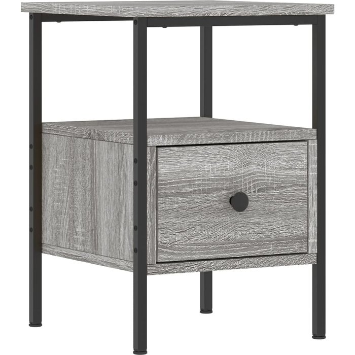 Mesita de noche gris sonoma 34x36x50 cm de madera contrachapada