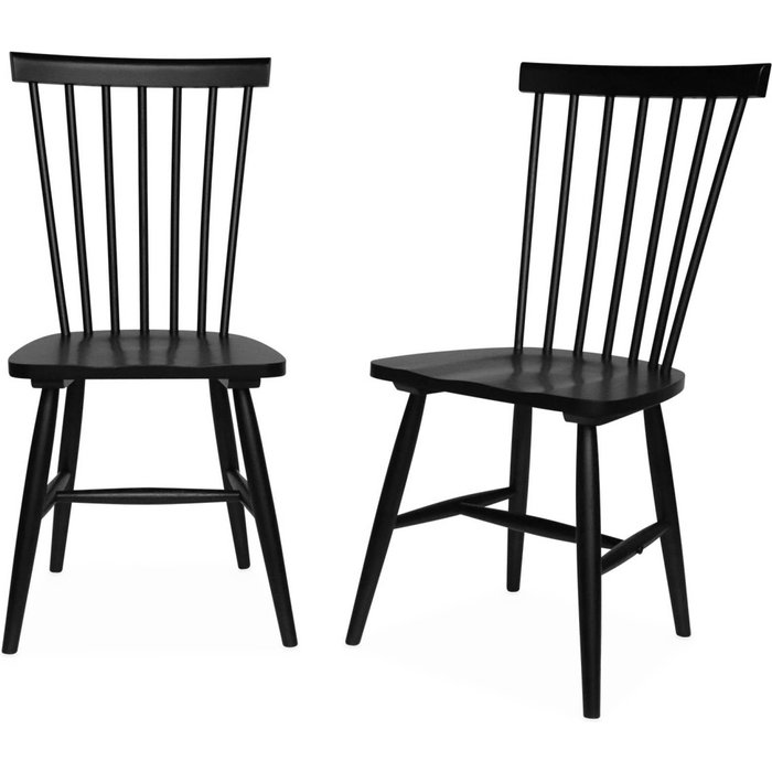 Silla de madera de hevea, set de 2, romie, negro, 49x44x90 cm