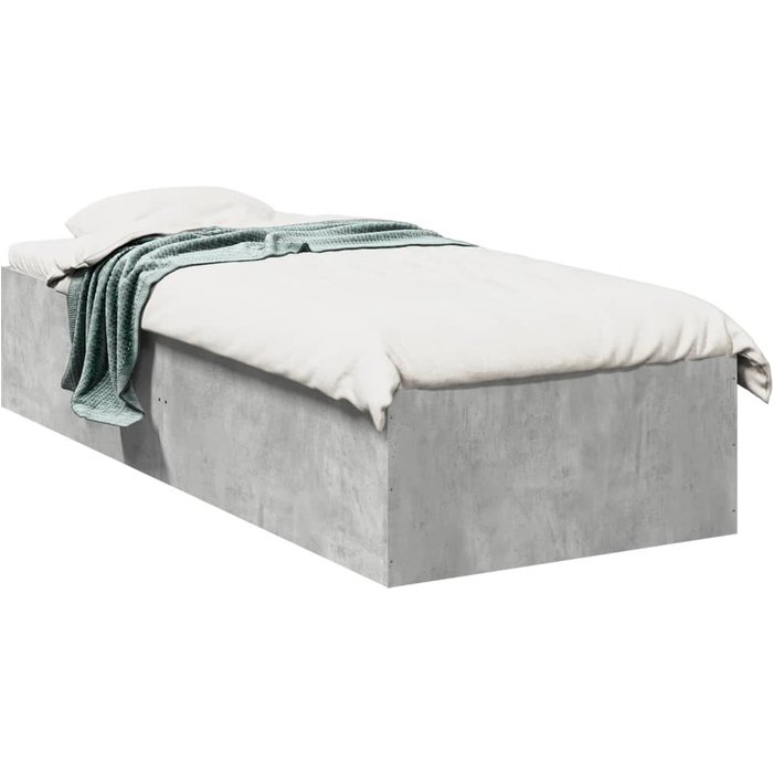 Vidaxl estructura de cama madera de ingeniería gris hormigón 75x190 cm