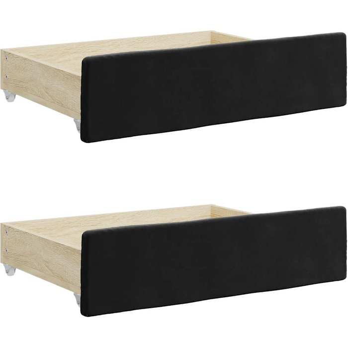2 cajones de cama en madera de ingeniería y terciopelo negro