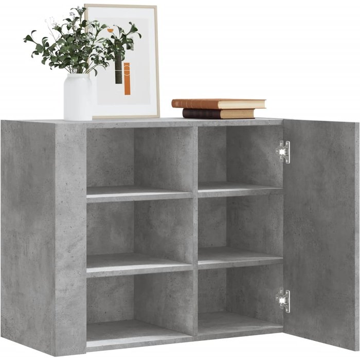 Mueble de pared gris hormigón 75x35x60 cm de madera contrachapada