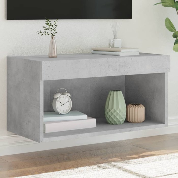 Mueble tv con luces led gris hormigón 60x30x30 cm